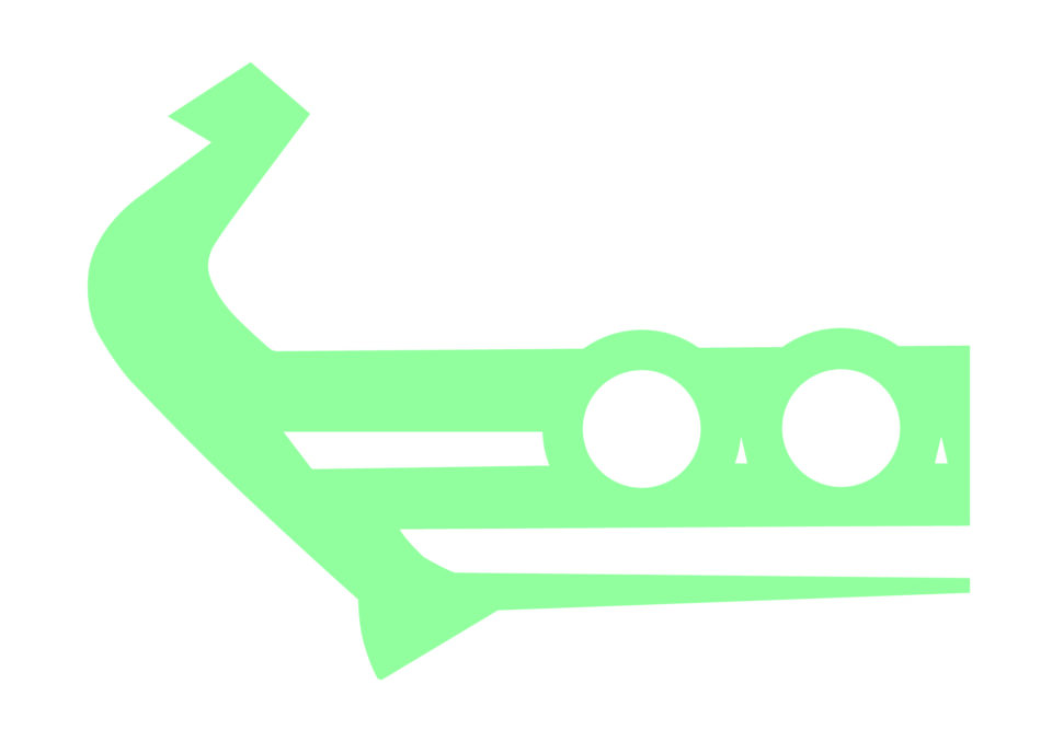 Vihreä veneen muotoinen logo