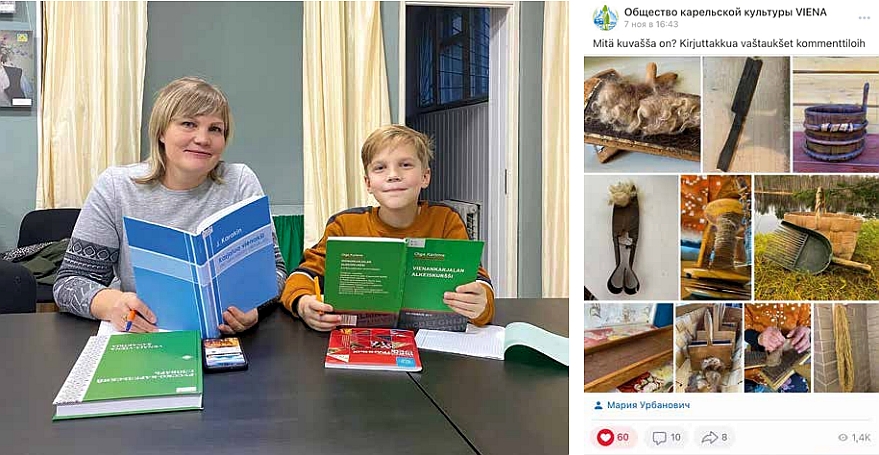 Äiti ja poika pöydän äärellä kirjojen kanssa.