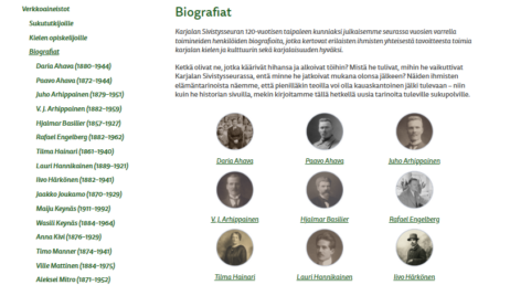 Biografioita pääsee lukemaan Karjalan Sivistysseuran verkkosivuilla.