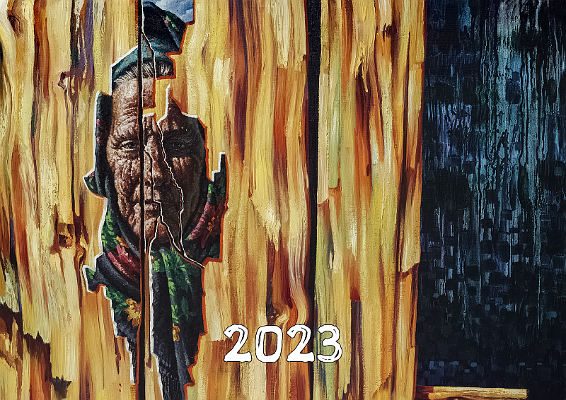 Taidemaalaus jossa on vuosiluku 2023